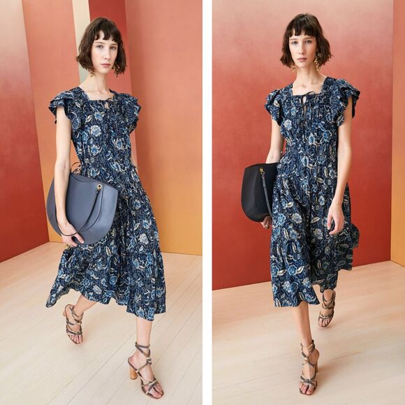 Ulla Johnson Zuma Cotton Midi Dress 2 Blue - Picture 11 of 11